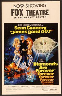 7p015 DIAMONDS ARE FOREVER WC '71 cool art of Sean Connery as James Bond by Robert McGinnis!