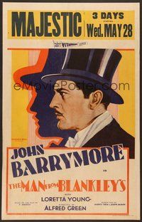 7p020 MAN FROM BLANKLEY'S WC '30 art of John Barrymore, who is a drunk who crashes a fancy party!
