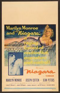 7p022 NIAGARA WC '53 classic artwork of gigantic sexy Marilyn Monroe on famous waterfall!
