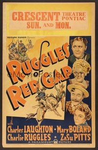 7p023 RUGGLES OF RED GAP WC '35 art of Charles Laughton, Mary Boland & Charles Ruggles!