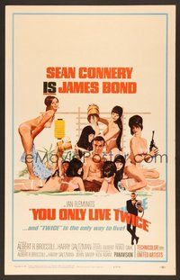 7p029 YOU ONLY LIVE TWICE WC '67 sexy art of Sean Connery as James Bond by Robert McGinnis!