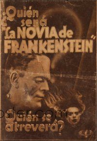 7p119 BRIDE OF FRANKENSTEIN Spanish herald '35 different images of Boris Karloff as the monster!
