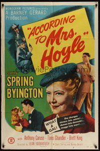 7r017 ACCORDING TO MRS HOYLE 1sh '51 Anthony Caruso, Spring Byington What a Gal!