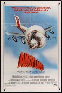 7r023 AIRPLANE 1sh '80 classic zany parody by Jim Abrahams and David & Jerry Zucker!