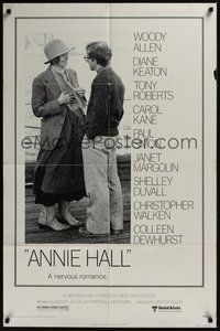 7r048 ANNIE HALL 1sh '77 full-length Woody Allen & Diane Keaton, a nervous romance!