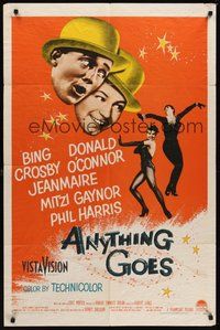 7r051 ANYTHING GOES 1sh '56 Bing Crosby, Donald O'Connor, Jeanmaire, music by Cole Porter!