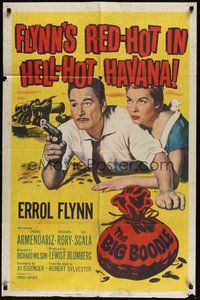 7r081 BIG BOODLE 1sh '57 Errol Flynn red-hot in Havana Cuba with sexy Rossana Rory!