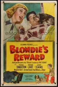 7r096 BLONDIE'S REWARD 1sh '48 Penny Singleton, Arthur Lake as Dagwood Bumstead!