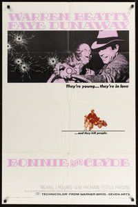 7r103 BONNIE & CLYDE 1sh '67 notorious crime duo Warren Beatty & Faye Dunaway!