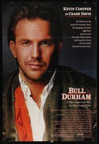 7r123 BULL DURHAM style B 1sh '88 great different image of baseball player Kevin Costner!