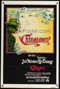 7r148 CHINATOWN 1sh '74 art of Jack Nicholson & Faye Dunaway by Jim Pearsall, Roman Polanski!