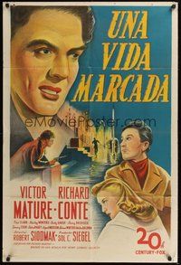 7r174 CRY OF THE CITY Spanish/U.S. 1sh '48 art of Victor Mature, Richard Conte, Shelley Winters