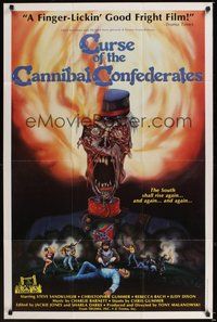 7r176 CURSE OF THE CANNIBAL CONFEDERATES 1sh '82 great wacky artwork of undead rebels!