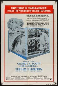7r182 DAY OF THE DOLPHIN style B 1sh '73 George C. Scott, Mike Nichols, dolphin assassin!