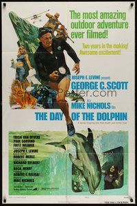 7r183 DAY OF THE DOLPHIN style D 1sh '73 art of George C. Scott & Trish Van Devere, Mike Nichols!