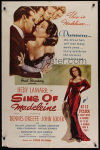 7r204 DISHONORED LADY 1sh R51 full-length art of sexy Hedy Lamarr, Sins of Madeleine!