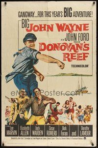 7r210 DONOVAN'S REEF 1sh '63 John Ford, great art of punching sailor John Wayne & Lee Marvin!