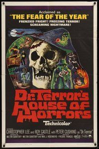 7r211 DR. TERROR'S HOUSE OF HORRORS 1sh '65 Christopher Lee, cool horror art!
