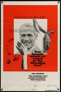 7r215 DROWNING POOL 1sh '75 cool image of Paul Newman as private eye Lew Harper!