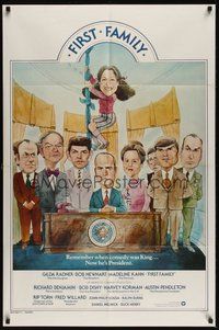 7r258 FIRST FAMILY teaser 1sh '80 Gilda Radner, Madeline Kahn, Bob Newhart as President!