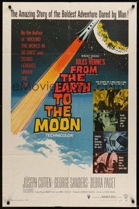 7r286 FROM THE EARTH TO THE MOON 1sh '58 Jules Verne's boldest adventure dared by man!