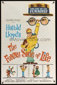 7r290 FUNNY SIDE OF LIFE 1sh '63 great wacky artwork of Harold Lloyd, compilation!