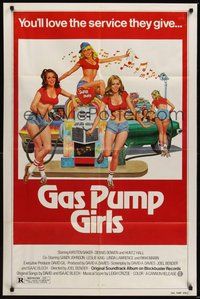 7r294 GAS PUMP GIRLS 1sh '78 you'll love the service these sexy barely dressed attendants give!