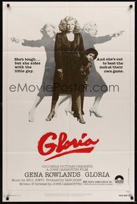 7r302 GLORIA 1sh '80 John Cassavetes directed, Gena Rowlands w/gun!