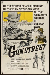 7r319 GUN STREET 1sh '61 James Brown checking his revolver, Jean Willes!