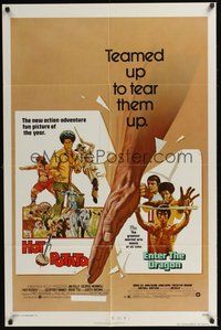 7r369 HOT POTATO/ENTER THE DRAGON 1sh '76 Bruce Lee & Jim Kelly are teamed up to tear them up!