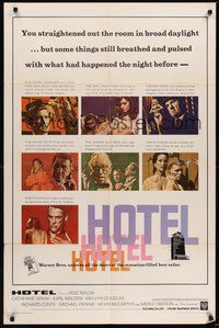 7r371 HOTEL 1sh '67 from Arthur Hailey's novel, Rod Taylor, Catherine Spaak, Karl Malden!