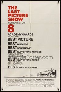 7r450 LAST PICTURE SHOW AA nominations 1sh '72 Peter Bogdanovich, Jeff Bridges, Ellen Burstyn!