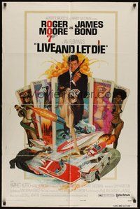 7r475 LIVE & LET DIE west hemi 1sh '73 art of Roger Moore as James Bond by Robert McGinnis!