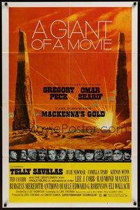 7r493 MacKENNA'S GOLD style B 1sh '69 Gregory Peck, Omar Sharif, Telly Savalas & Julie Newmar!