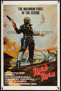 7r494 MAD MAX 1sh R83 art of wasteland cop Mel Gibson, George Miller Australian sci-fi classic!