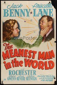 7r520 MEANEST MAN IN THE WORLD 1sh '43 Jack Benny gets slapped by pretty Priscilla Lane!