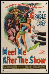 7r522 MEET ME AFTER THE SHOW 1sh '51 artwork of sexy dancer Betty Grable & top cast members!