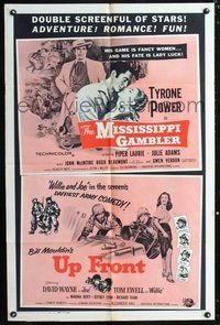 7r530 MISSISSIPPI GAMBLER/UP FRONT 1sh '58 adventure & romance double-bill!