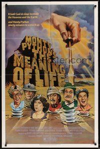 7r540 MONTY PYTHON'S THE MEANING OF LIFE 1sh '83 wacky artwork of the screwy Monty Python cast!