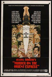 7r556 MURDER ON THE ORIENT EXPRESS 1sh '74 Agatha Christie, great art of cast by Richard Amsel!