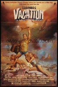 7r568 NATIONAL LAMPOON'S VACATION 1sh '83 sexy exaggerated art of Chevy Chase by Boris Vallejo!