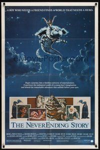 7r576 NEVERENDING STORY 1sh '84 Wolfgang Petersen, great fantasy art by Ezra Tucker!