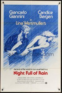 7r580 NIGHT FULL OF RAIN int'l 1sh '78 Lina Wertmuller, Beauvais art of Giannini & Candice Bergen!