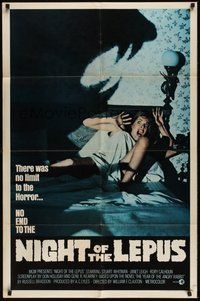 7r584 NIGHT OF THE LEPUS int'l 1sh '72 cool shadowy monster art, there was no limit to the horror!