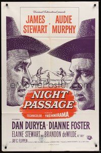 7r585 NIGHT PASSAGE 1sh R64 no one could stop the showdown between Jimmy Stewart & Audie Murphy!