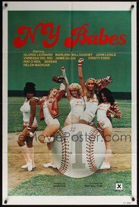 7r563 N.Y. BABES 1sh '79 sexiest X-rated female New York baseball players ever!