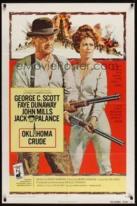 7r602 OKLAHOMA CRUDE 1sh '73 art of George C. Scott & Faye Dunaway with rifles!