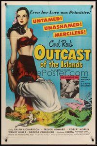 7r619 OUTCAST OF THE ISLANDS 1sh '52 full-length art of exotic sexy Kerima, directed by Carol Reed