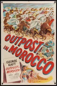 7r623 OUTPOST IN MOROCCO 1sh '49 cool Arabian cavalry art plus sexy Marie Windsor too!