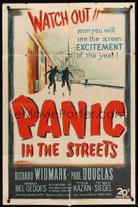 7r630 PANIC IN THE STREETS 1sh '50 Richard Widmark, Jack Palance, Elia Kazan film noir!